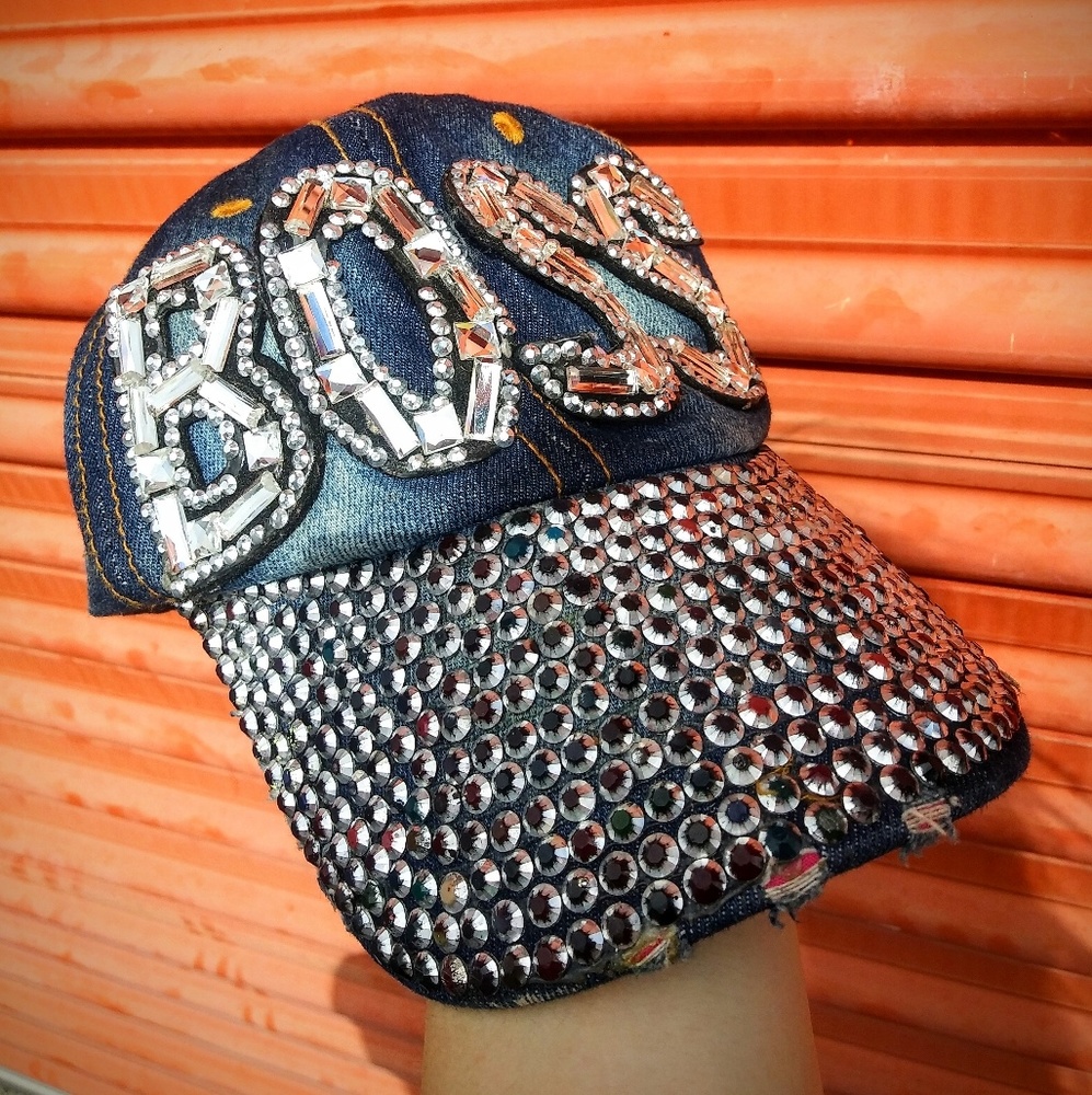 Boss sparkly rhinestone hat